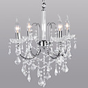Crystal Chandelier with 4 Lights in Candle Lamp Bulb