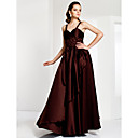 A-line Spaghetti Strap Floor-length Satin And Organza Evening Dress