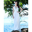 Sheath/Column One Shoulder Sweep / Brush Train Chiffon  Wedding Dress
