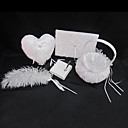 Hochzeits-Kollektion in weißem Satin mit exquisiten Stickereien und raffinierte Entdeckung Feder-Stift-Set (4 Stück)