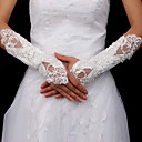 Satin Brautkleid fingerless Ellenbogen lange Handschuhe mit Stickerei
