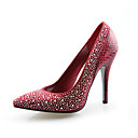 Leatherette Stiletto Heel Pointy Toe Pumps Party / Evening Shoes With Rhinestone (More Colors Available)