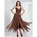 A-line Halter Tea-length Chiffon Evening Dress