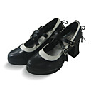 fatti a mano in pelle nera pu scarpe a tacco alto 7,5 cm Sweet Lolita con fiocco
