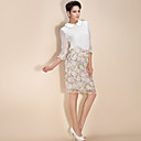ts vintage pan kraag bloem gedrukt blouse en rok set