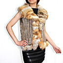 Genuine Rabbit Fur Knit Vest With Fox Fur Collar(More Colors)