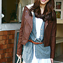 Long Sleeve Hooded Collar Evening/ Office PU Jacket With Pockets/ Buttons (More Colors)