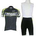 Kooplus-Men's BIB Short Sleeve Cycling Suits (Road Green)