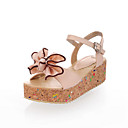 couro sintético planas calcanhar chinelos / sandálias sapatos de lua de mel com flor (mais cores)