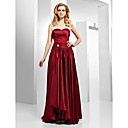 A-line Sweetheart Asymmetrical Floor-length Stretch Satin Lace Evening Dress