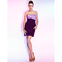 Sheath/Column Strapless Short/Mini Jersey And Satin Cocktail Dress