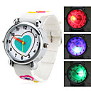 a forma di cuore per bambini orologio da polso in silicone analogico al quarzo con luce a led lampeggiante (bianco)