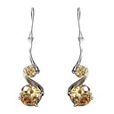 Elegant Yellow Platinum Plated With  Round Shape Cubic Zirconia Earrings