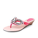 sandálias de cunha em pele do calcanhar / chinelos sapatos de lua de mel com strass (cores mais)
