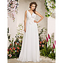 Sheath/ Column Deep V-neck Floor-length Chiffon Wedding Dress