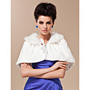 White Faux Fur Wedding/Party/Evening Shawl With Ribbon Close