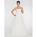 A-line Sweetheart Court Train Chiffon Plus Size Wedding Dress