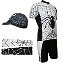 bicicletta tute con bretelle e cappello con scalda il braccio (bianco e nero)