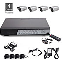 4ch alles-in-een CCTV-kit + 4 stuks 25m outdoor waterproof camera met een zilveren kleur + 500GB HDD