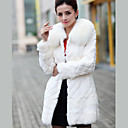 Fox Fur Collar Long Sleeve Party/Evening Rabbit Fur Coat (More Colors)