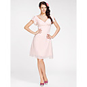 A-line V-neck Knee-length Chiffon Bridesmaid Dress