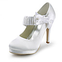 salto agulha de cetim fechada bombas toe com sapatos de casamento bowknot (mais cores)