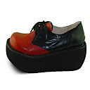 wijn rood en zwart 9cm wig punk lolita schoenen met veter