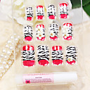 Full Cover Red Leopard Pattern Style Acrylic Nails & Tips With Nail Glue