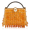 Gorgeous Cotton with Acryl Drops Evening Handbag/Wristlet(More Colors)