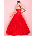 Ball Gown Strapless Floor-length Organza Prom Dress With Cascading Ruffles