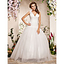 robe de bal v-cou-parole longueur robe de mariée en tulle