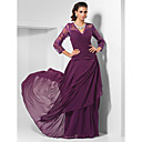 Sheath/Column V-neck Floor-length Chiffon Evening Dress