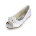 Satin Flat Heel Peep Toe With Satin Flower Wedding / Party Shoes (More Colors)