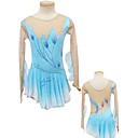 Lotus Flower Pattern Silver Edge Long-Sleeve Ice Skating Dress