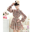 Floral Print Lace Dress(Slim Cut)