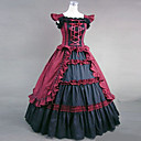 Sleeveless Floor-length Red and Black Cotton Victoria Style Gothic Lolita Dress