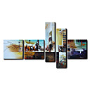 Met de hand geschilderde abstracte olieverf met gestrekte frame - set van 4