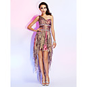Sheath/Column One Shoulder Asymmetrical Chiffon Dress With Criss-Cross Bodice