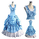 Little Fairy Sleeveless Floor-length Blue and White Cotton Country Lolita Dress