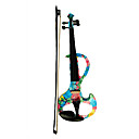 Kinglos - (DSZA-1002) Ebony Parts Electric Violin mit Case / Rosin / Bow / Kopfhörer / Kabel (Lily Flower)