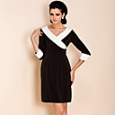 ts Kontrastfarbe Revers schlank Kleid