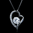 Fine Jewelry Elegant Lots Of Zircon Heart Sterling Silver Necklace