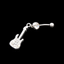 Pretty Stainless Steel Guitar Shape Crystal Belly Ring