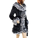 Charming Long Sleeve Turndown Collar Evening Lamb Fur and Rabbit Fur Coat(More Colors)