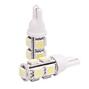 T10 Car Light in a Pair (5050, 4W, Lumen(LM) 110, Color Temperature 6000-6500K, 12V, with 9 LEDs, White Light)