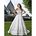 A-line Chapel Train Tulle Wedding Dress With Removable Straps