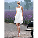 A-line Scoop Short/ Mini Taffeta Wedding Dress