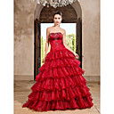 Ball Gown Strapless Floor-length Organza Satin Evening Dress