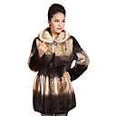 Unique Long Sleeve Hooded Collar Evening/Casual Mink Fur Coat