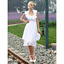 Sheath/ Column Halter Knee-length Chiffon Wedding Dress